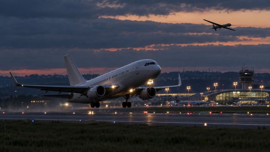 Avion oficial la decolare și o dronă în apropierea aeroportului din Chișinău
